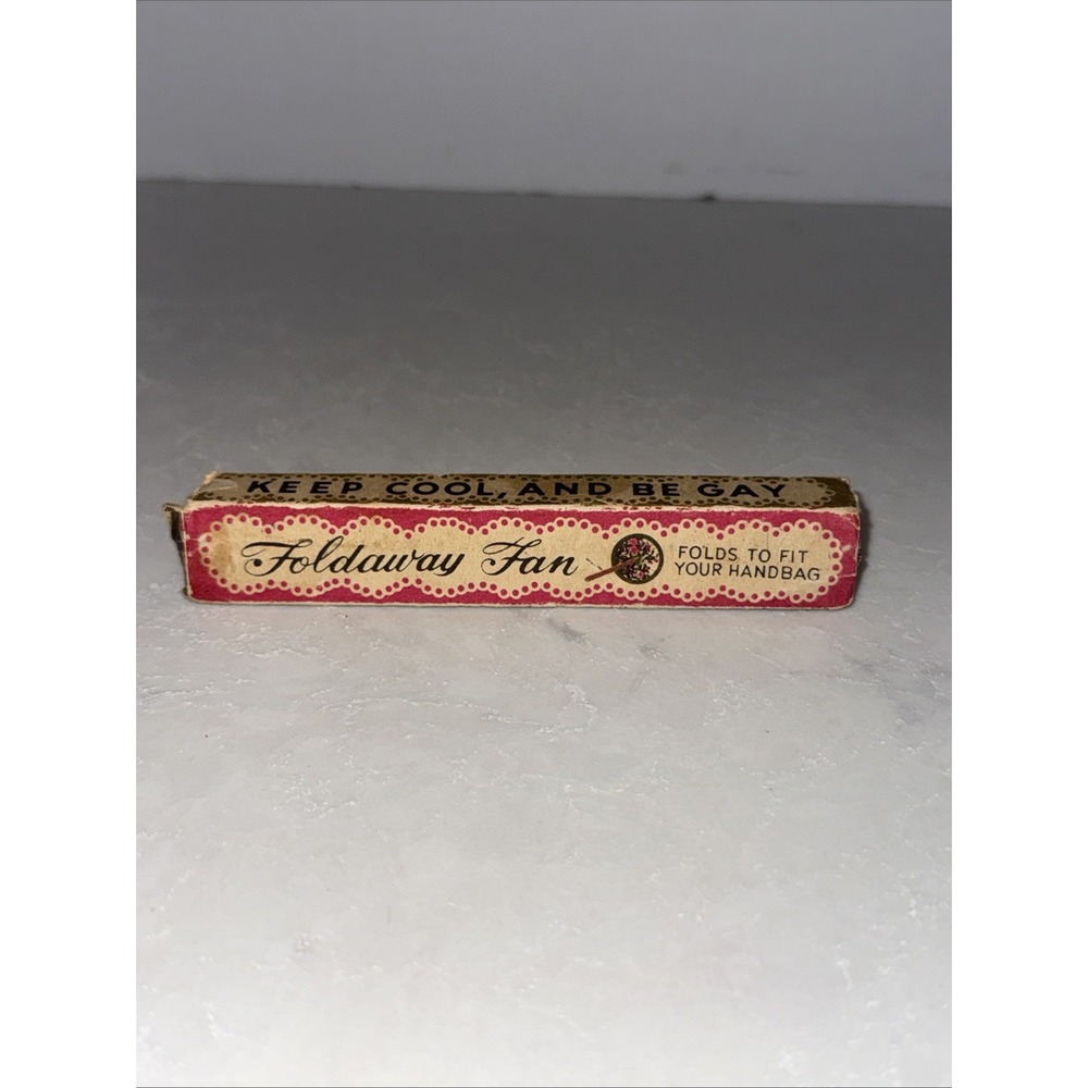 Vintage 1950s Foldaway Fan "Keep Cool and Be Gay" #4011 Elephant Brand w/box